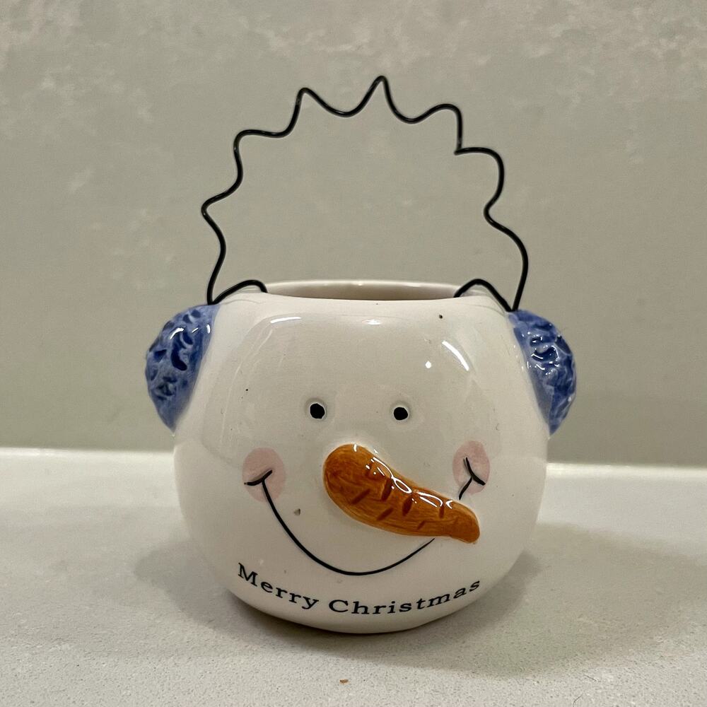 Merry Christmas Snowman Votive Candle